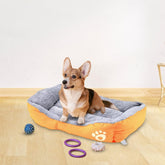 Kuber Industries Dog & Cat Bed|Super Soft Plush Top Pet Bed|Oxford Cloth Polyester Filling|Washable Dog Bed|Rectangular Cat Bed with Rise-Edge Pillow|QY036OR-L|Orange (Pack of 3)